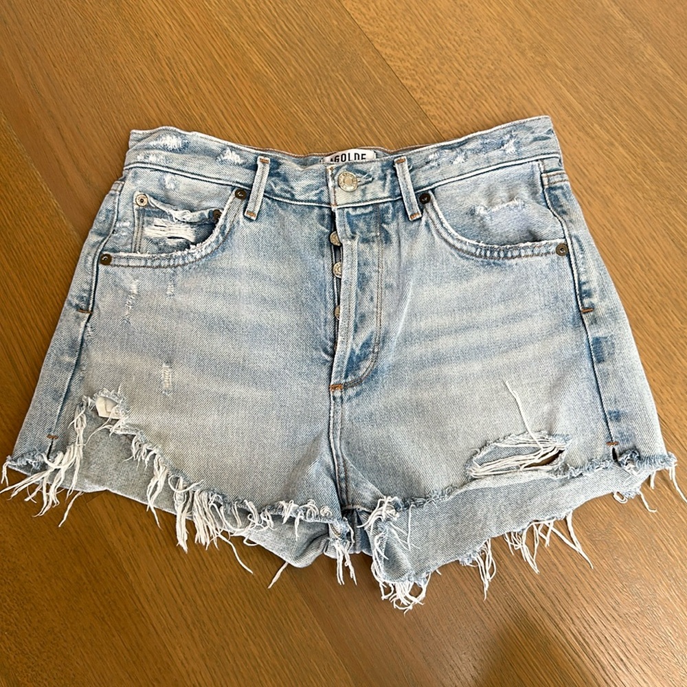 Agolde Jaden Denim Blue Jean Shorts - Picture 5 of 10
